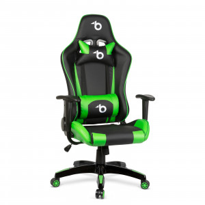 Scaun verde de gaming - cu pernă de talie și pernă pentru cap - Img 1