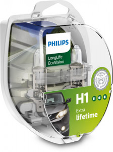 SET 2 BECURI FAR H1 55W 12V LONG LIFE ECOVISION PHILIPS - Img 1