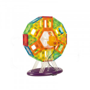 Set constructie magnetic 3d cu lumini led, diferite forme si culori, 130 piese - Img 3