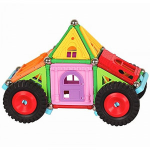 Set constructii magnetic, 130 piese, constructie 3d castel, masinuta, varsta 6+, procart - Img 3