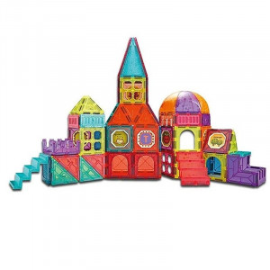 Set constructii magnetic, 77 piese, castel multicolor creativ, varsta 3+, procart - Img 2