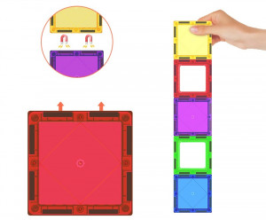 Set constructii magnetic cu 45 piese, multicolor, magnetic tiles, castel 3d - Img 4