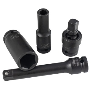 SET DE 15 PIESE DE IMPACT CU 12 TUBULARE LUNGI DE 1/2 INCH HEXAGONALE + ADAPTOARE - Img 7