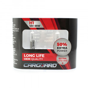 Set de 2 becuri Halogen H1, 55W, +50% Intensitate - LONG LIFE - CARGUARD - Img 3