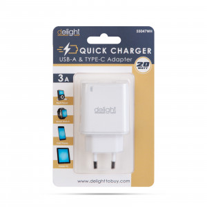 Adaptor de rețea USB + Type-C PD20W cu încărcare rapidă - alb - Img 4