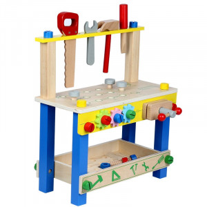 Atelier cu banc de lucru pentru copii, 40 piese din lemn, 41x36x16 cm - Img 1