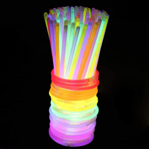 Betisoare bratari luminoase glow sticks, diverse culori, set 100 bucati culoare rosu - Img 8