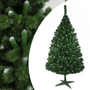Brad de craciun artificial, aspect pin canadian cu varfuri ninse, inaltime 180 cm, verde