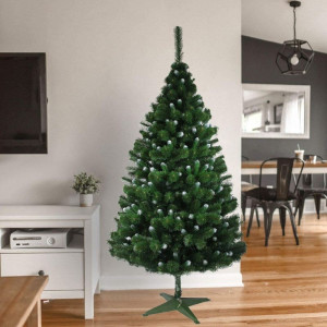 Brad de craciun artificial, aspect pin canadian cu varfuri ninse, inaltime 180 cm, verde - Img 2