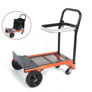 Carucior liza portabil cu 4 roti, suport sac de gunoi, pliabil, transport marfa maxim 80 kg - Img 4