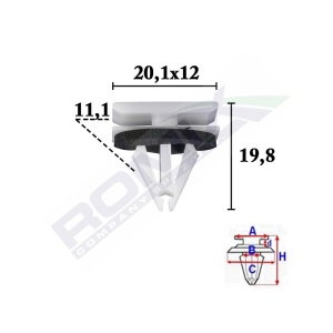 CLIPS FIXARE ELEMENTE EXTERIOR PENTRU FORD, OPEL, CHEVROLET 11.1X19.8X20.1MM GRI - SET 10 BUC - Img 3
