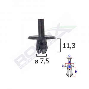 CLIPS FIXARE PENTRU ALFA ROMEO/FIAT 7.5X11.3MM - NEGRU SET 10 BUC
