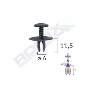CLIPS FIXARE PENTRU BMW MINI 6X11.5MM - NEGRU SET 10 BUC - Img 2