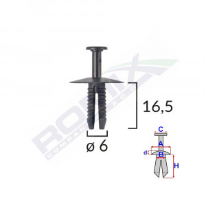 CLIPS FIXARE PENTRU BMW/MINI/OPEL 6X16.5MM - NEGRU SET 10 BUC - Img 2