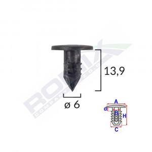 CLIPS GARNITURI PENTRU FIAT 6X13.9 - NEGRU SET 25 BUC - Img 2