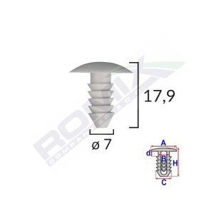 CLIPS TAPITERIE PENTRU FIAT 7X17.9MM - GRI SET 10 BUC - Img 3