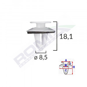 CLIPS TAPITERIE PENTRU MERCEDES 8.5X18.1MM ALB - SET 10 BUC