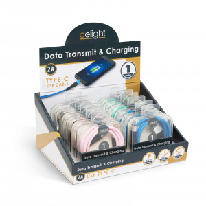 Delight - Cablu de date - USB Type C - înveliş siliconic, 4 culori, 1 m - Img 7