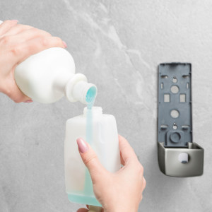 Dozator manual de săpun lichid Vog und Arths - 350 ml, de perete - argintiu - Img 3