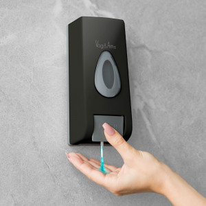 Dozator manual de săpun lichid Vog und Arths - 350 ml, de perete - negru - Img 1