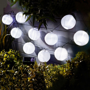 Garden of Eden - Şir 10 lampioane solare LED alb rece 3,7 m - Img 1
