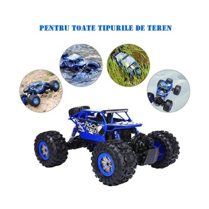 Masina cu telecomanda rock rover 4wd, pentru uscat, apa si zapada, scara 1:12, tractiune 4 roti, albastra - Img 6