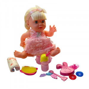 Papusa interactiva cu 8 functii, 10 accesorii, senzor atingere, gangurit, face pipi - Img 3