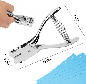 Perforator pentru carduri, etichete, tip cleste, gaura 13x3 mm, metalic - Img 5