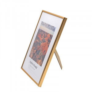 Rama foto a4, suport de birou, design elegant, aluminiu auriu si argintiu culoare auriu - Img 2