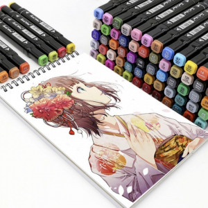 Set 168 markere cu varf dublu, multicolore, geanta de depozitare cu bretea pe umar - Img 4