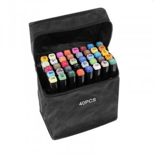 Set 40 markere multicolore cu 2 capete pentru scriere, geanta depozitare inclusa - Img 3