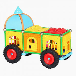 Set constructii magnetic, 130 piese, constructie 3d castel, masinuta, varsta 6+, procart - Img 4