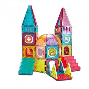 Set constructii magnetic, 77 piese, castel multicolor creativ, varsta 3+, procart - Img 3