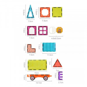 Set magnetic, constructie tren, jucarie diy cu 71 piese, diverse forme geometrice, multicolor - Img 6