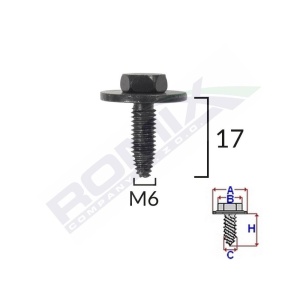 SURUB FIXARE ELEMENTE EXTERIOR PENTRU PEUGEOT, CITROEN 6X17MM SET 5 BUC - Img 4