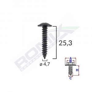 SURUB FIXARE PENTRU ALFA ROMEO/FIAT 4.7X25.3MM - NEGRU SET 10 BUC - Img 2