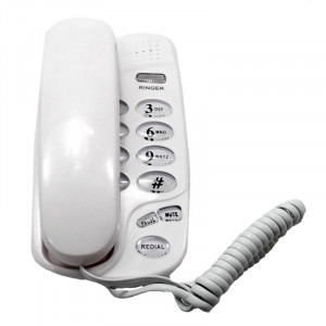 Telefon fix cu fir, montabil pe perete tastatura iluminata, redial, mute, flash culoare alb - Img 3