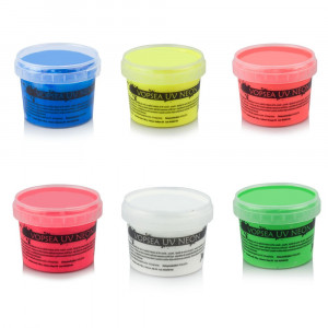 Vopsea uv neon colorata, set 6 nuante recipient 100 g - Img 2