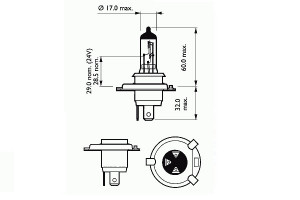 BEC FAR H4 12V 60/55W P43T BASIC SCT - Img 1