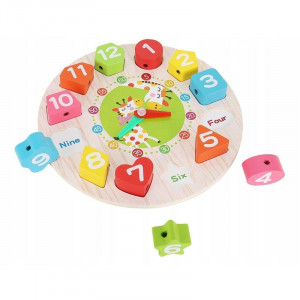 Ceas educativ pentru copii, puzzle lemn cifre limba engleza, +3 ani - Img 2