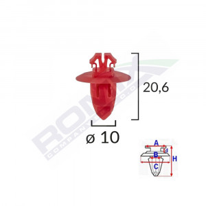 CLIPS FIXARE ELEMENTE EXTERIOARE PENTRU TOYOTA 10X20.6 - ROSU SET 10 BUC - Img 1