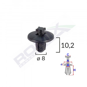 CLIPS FIXARE ELEMENTE ROATA PENTRU CITROEN/PEUGEOT 8X10.2 - NEGRU SET 10 BUC - Img 2
