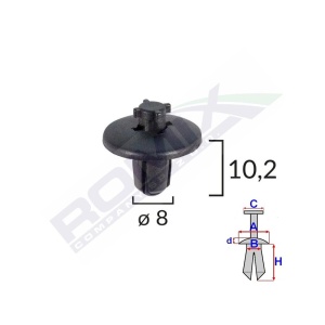 CLIPS FIXARE ELEMENTE ROATA PENTRU CITROEN/PEUGEOT 8X10.2 - NEGRU SET 10 BUC - Img 3