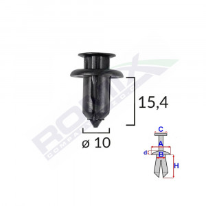 CLIPS FIXARE PENTRU HONDA/MAZDA 10X15.4MM - NEGRU SET 10 BUC - Img 1