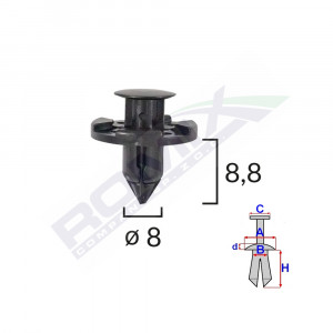 CLIPS FIXARE PENTRU NISSAN/MITSUBISHI 8X8.8MM - NEGRU SET 10 BUC - Img 2