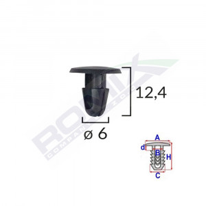 CLIPS FIXARE PENTRU TOYOTA/LEXUS 6X12.4MM - NEGRU SET 10 BUC