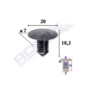 CLIPS TAPITERIE PENTRU GRUP VAG 7X18.2MM NEGRU - SET 10 BUC - Img 3