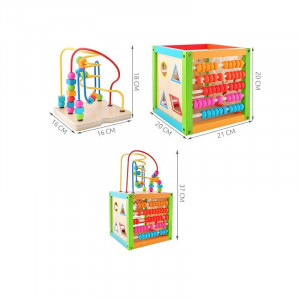 Cub activitati educative, centru multifunctional, 5 in 1, jucarie interactiva din lemn - Img 7