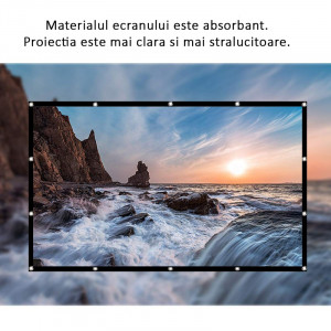 Ecran de proiectie 120 inch 16:9 textil, manual, portabil, fixare perete - Img 8