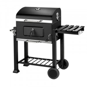 Gratar bbq pe carbune, capac rabatabil cu termometru, roti transport, 115x46x106 cm, grill 61.5x46x51 cm